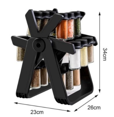 Porta Tempero Condimento Giratório 18 Potes Preto + Brindes