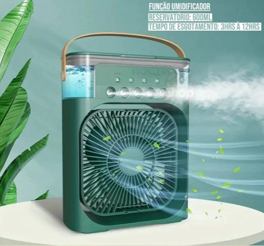 Mini Ventilador Umidificador de Mesa USB Led Água e Gelo