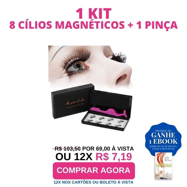 Novidade no Brasil Cílios Magnéticos 8D com Imã Duplo Não Precisa de Cola nem Delineador + Frete Grátis + 70% OFF + Envio Imediato