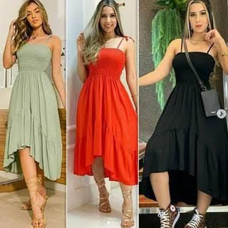 Vestido Longo Rodado Viscose Lastex no Peito Moda Verão + Frete Grátis + Envio Imediato + Brinde