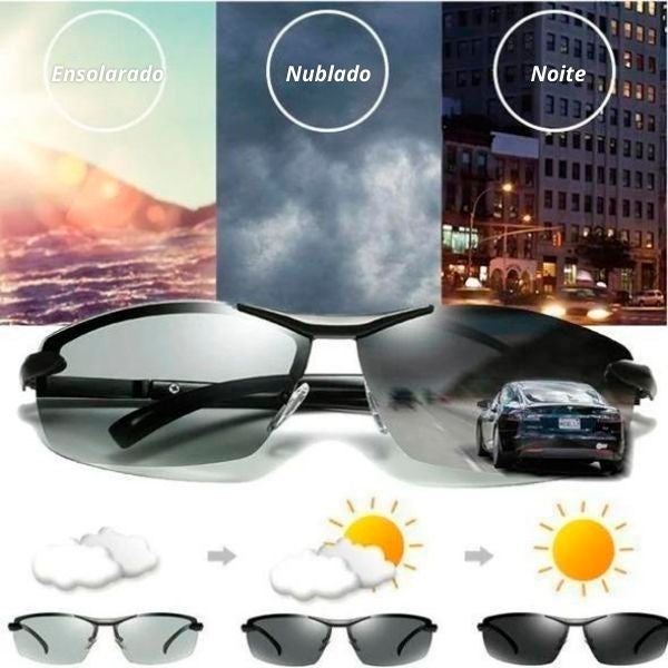 Óculos de Sol Fotocromático com Lentes Polarizadas para Motoristas e Pescadores + Frete Grátis (50% Desconto)