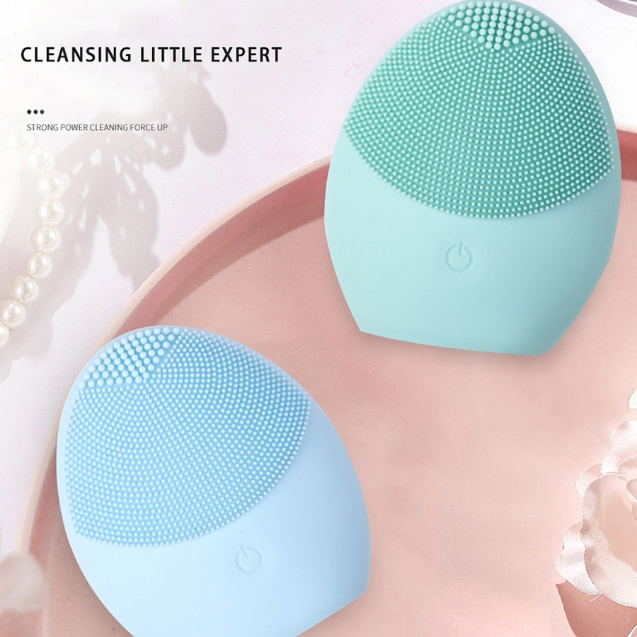 Esponja Elétrica de Silicone Limpeza e Massagem de Pele