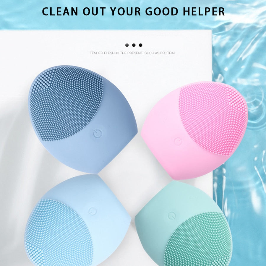 Esponja Elétrica de Silicone Limpeza e Massagem de Pele