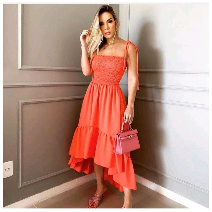 Vestido Longo Rodado Viscose Lastex no Peito Moda Verão + Frete Grátis + Envio Imediato + Brinde
