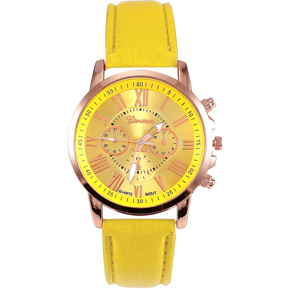Relógio de Quartzo com Pulseira de Couro Feminino + Frete Grátis + Envio Imediato + Brinde