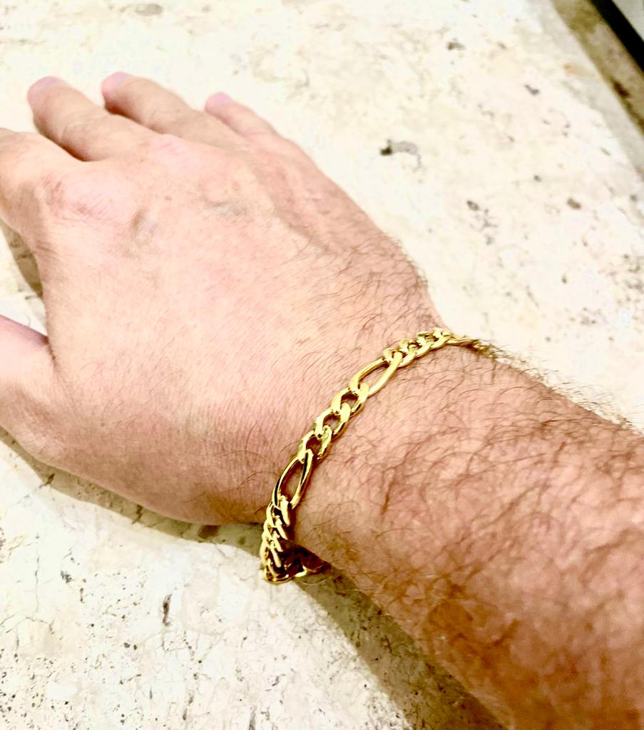 Leve +1 Pulseira Masculina Banhada a Ouro 18K de 249 por 79! Só Hoje