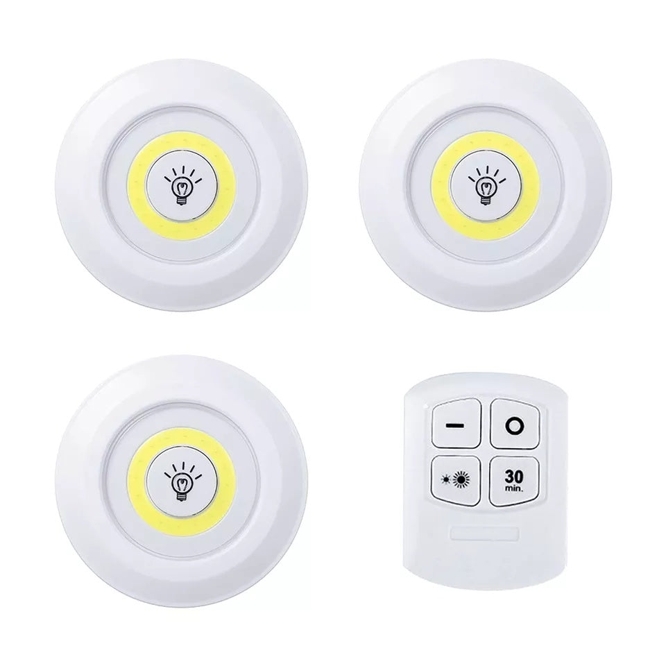 Kit 3 Lâmpadas Luminárias Controle Remoto Led Sem Fio + Frete Grátis + Envio Imediato + Brinde