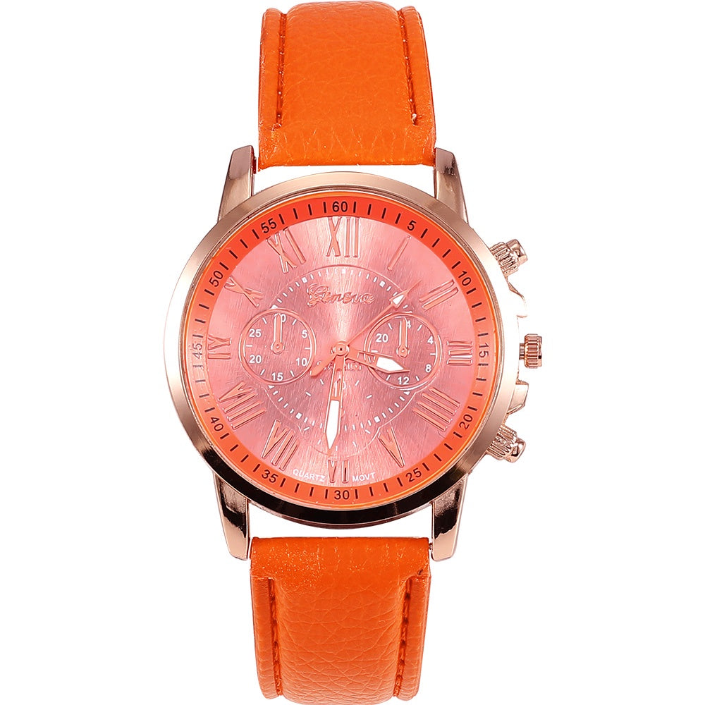 Relógio de Quartzo com Pulseira de Couro Feminino + Frete Grátis + Envio Imediato + Brinde