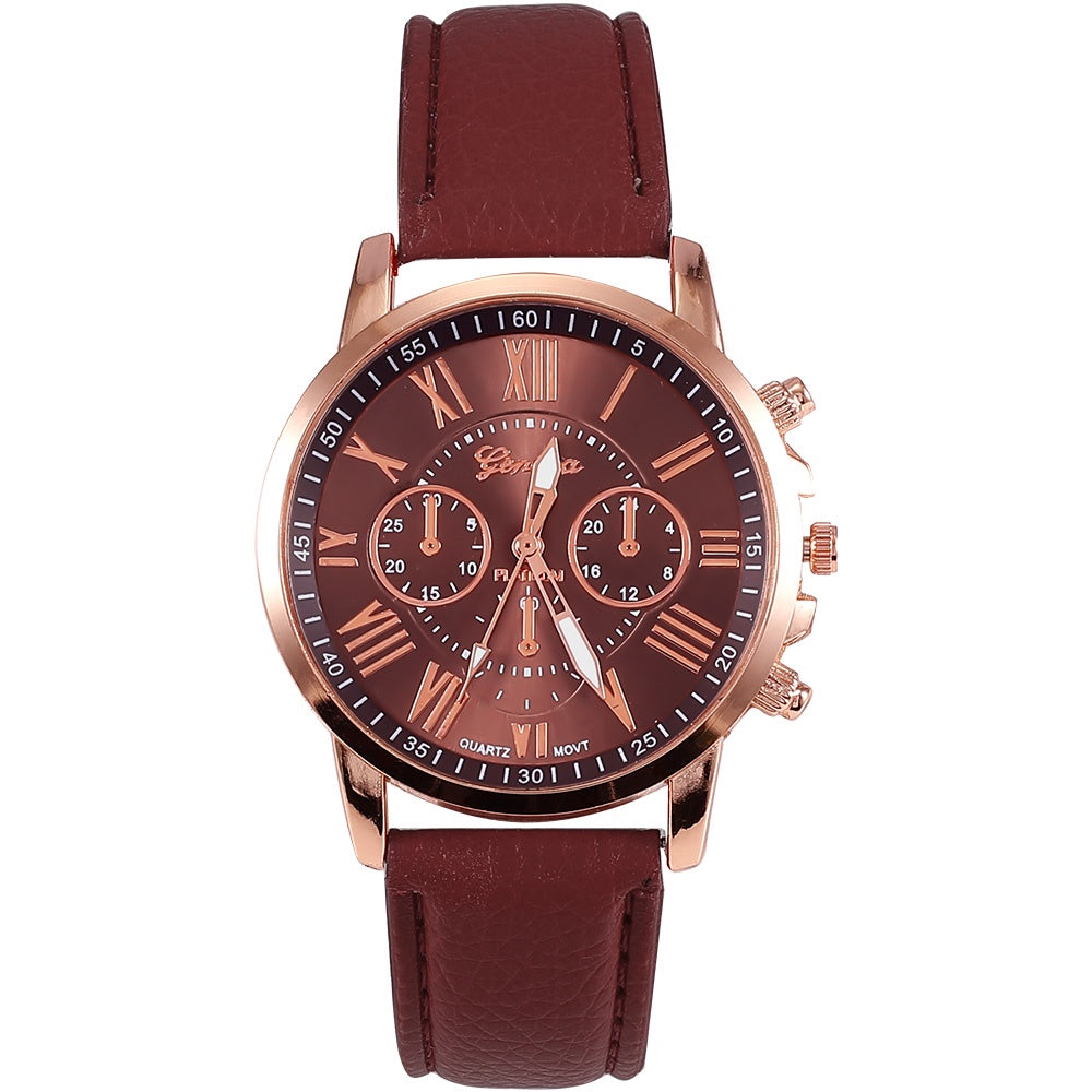 Relógio de Quartzo com Pulseira de Couro Feminino + Frete Grátis + Envio Imediato + Brinde