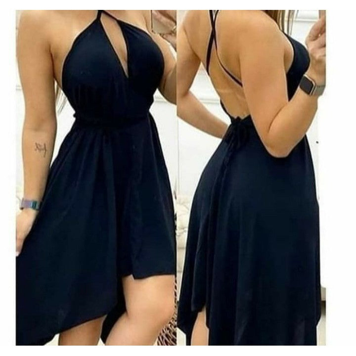 Vestido Curto Envelope Viscolinho Pontas Decote + Frete Grátis + Envio Imediato + Brinde