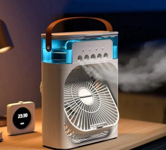 Mini Ventilador Umidificador de Mesa USB Led Água e Gelo