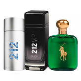 Combo 3 Perfumes Masculinos - 212 Vip Black, Polo Green e 212 Men Nyc - Eau de Toilette 100ml - Frete Grátis + Envio Imediato