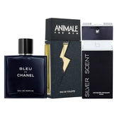 Combo 3 Perfumes Masculinos - Animale, Silver Scent e Bleu - Eau de Toilette 100ml - Frete Grátis + Envio Imediato