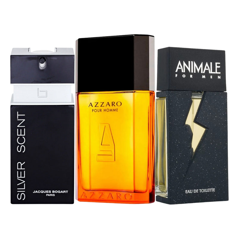 Combo 3 Perfumes Masculinos - Azzaro, Animale e Silver Scent - Eau de Toilette 100ml