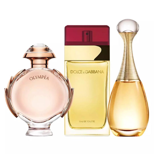 Combo 3 Perfumes Femininos - Dolce Gabbana, Jadore e Olympea - Eau de Toilette 100ml - Frete Grátis + Envio Imediato