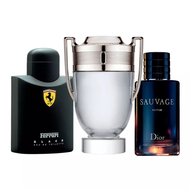 Combo 3 Perfumes Masculinos - Invictus, Sauvage e Ferrari Black - Eau de Toilette 100ml