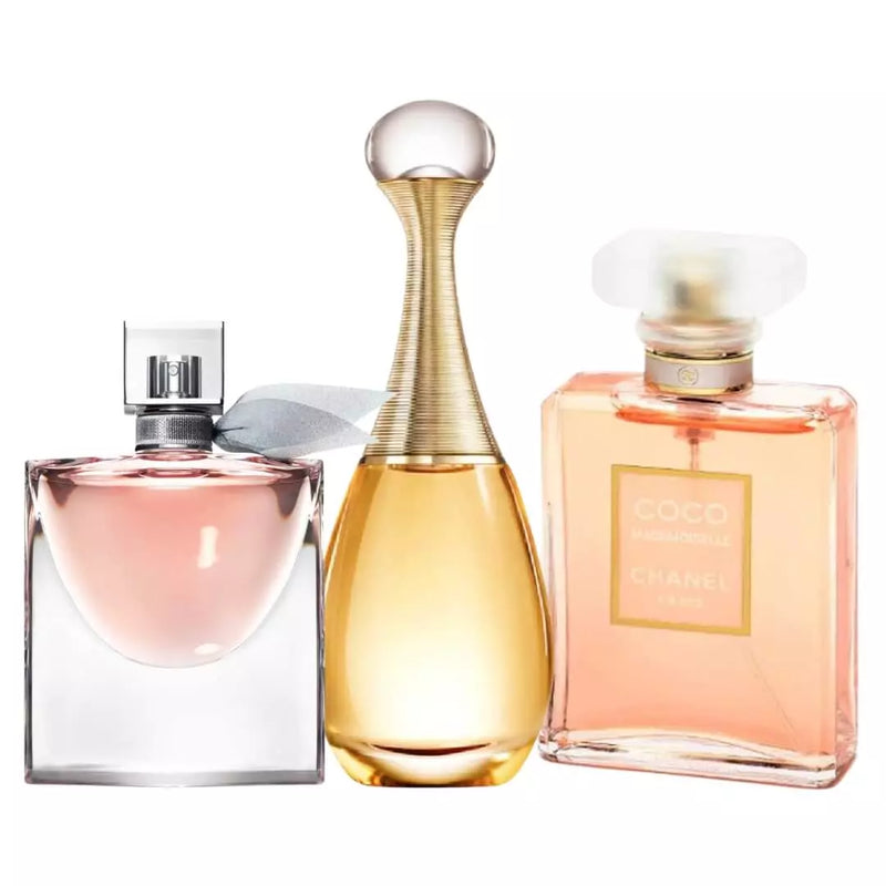 Combo 3 Perfumes Femininos - Jadore, Coco Chanel, La Vie Est Belle - Eau de Toilette 100ml