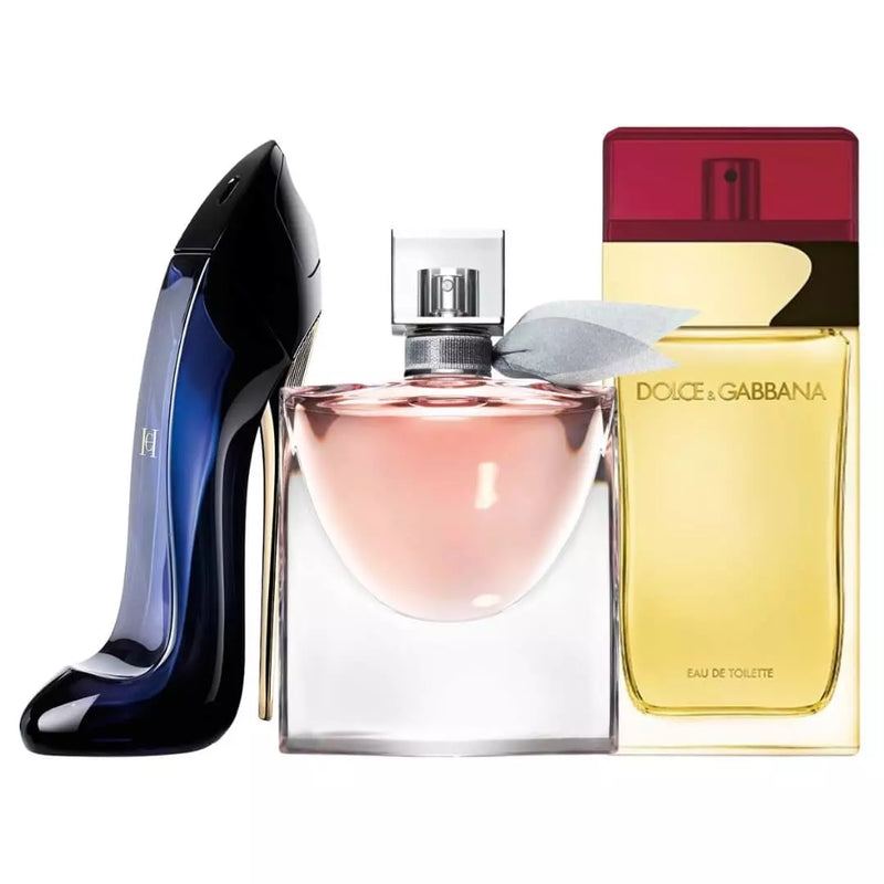 Combo 3 Perfumes Femininos - La Vie Est Belle, Dolce Gabbana e Good Girl - Eau de Toilette 100ml