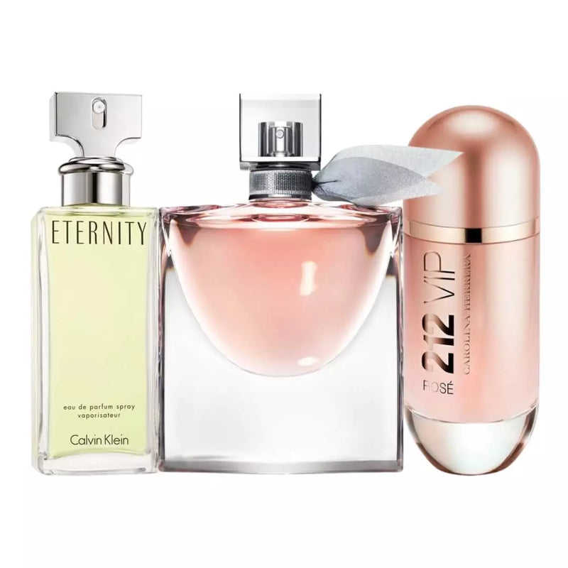 Combo 3 Perfumes Femininos - La Vie, 212 Vip Rosé e Eternity - Eau de Toilette 100ml