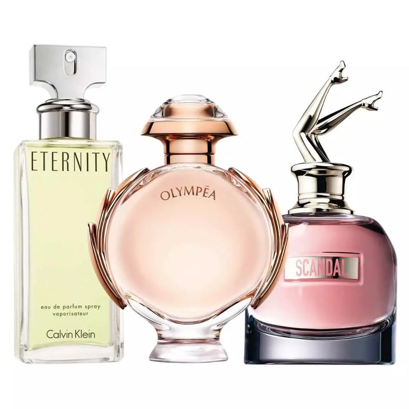 Combo 3 Perfumes Femininos - Olympea, Scandal e Eternity - Eau de Toilette 100ml