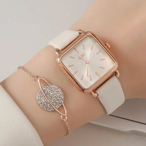 Kit 1 Relógio Quartzo Feminino e 1 Bracelete + Frete Grátis + Envio Imediato + Brinde