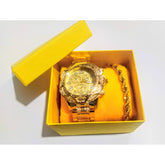 Relógio Masculino de Luxo + Pulseira Folheada + Frete Grátis + Envio Imediato + Brinde
