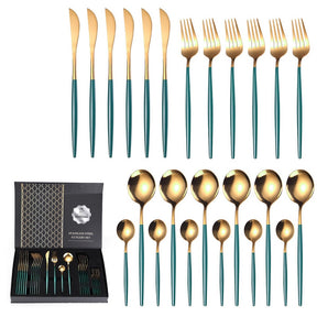 Conjunto de Talheres Aço Inoxidável Faqueiro 24 Pcs + Frete Grátis + Envio Imediato + Brinde