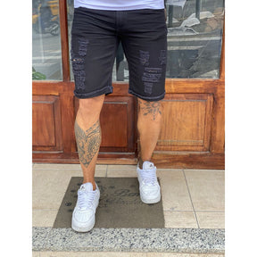 Kit 2 Bermudas Jeans Masculinas Rasgada Destroyed Verão 2022 + Frete Grátis + Envio Imediato + Brinde