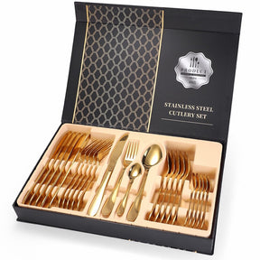 Conjunto de Talheres Aço Inoxidável Faqueiro 24 Pcs + Frete Grátis + Envio Imediato + Brinde