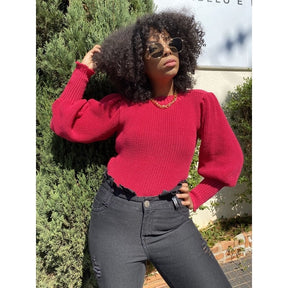 Blusa Tricot Elegância Manga Bufante Blogueira Inverno + Frete Grátis + Envio Imediato + Brinde