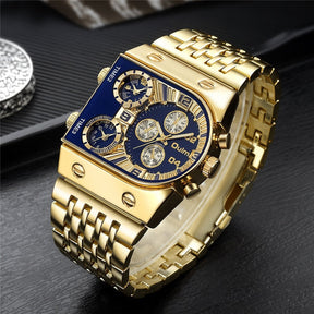 Relógio Oulm Militar Ouro Quartzo de Luxo Masculino + Frete Grátis + Envio Imediato + Brinde