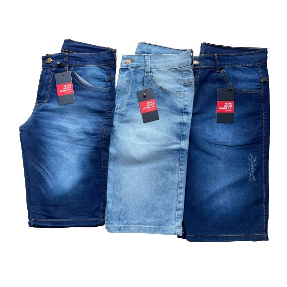 Kit 3 Bermudas Jeans Masculinas + Frete Grátis + Envio Imediato + Brinde