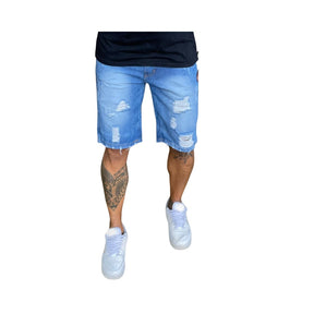Kit 2 Bermudas Jeans Masculinas Rasgada Destroyed Verão 2022 + Frete Grátis + Envio Imediato + Brinde