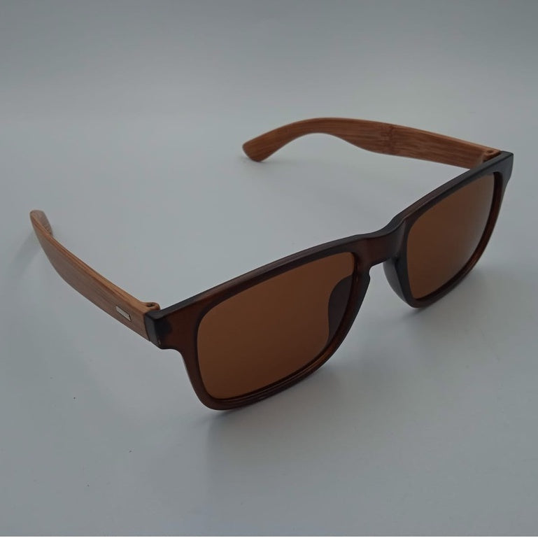 Óculos de Sol Wayfarer com Hastes Estilo Bambu Unissex + Frete Grátis + Envio Imediato + Brinde