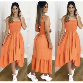 Vestido Longo Rodado Viscose Lastex no Peito Moda Verão + Frete Grátis + Envio Imediato + Brinde