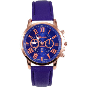Relógio de Quartzo com Pulseira de Couro Feminino + Frete Grátis + Envio Imediato + Brinde