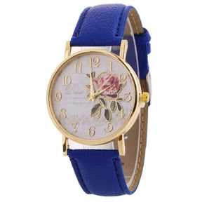 Relógio Floral Feminino de Quartzo com Mostrador Redondo + Frete Grátis + Envio Imediato + Brinde
