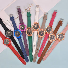 Relógio Feminino com Mostrador Céu Estrelado Strass Diamante + Brinde Pulseira + Frete Grátis + Envio Imediato