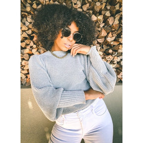 Blusa Tricot Elegância Manga Bufante Blogueira Inverno + Frete Grátis + Envio Imediato + Brinde