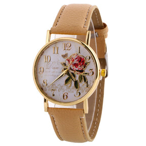 Relógio Floral Feminino de Quartzo com Mostrador Redondo + Frete Grátis + Envio Imediato + Brinde