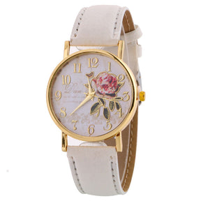 Relógio Floral Feminino de Quartzo com Mostrador Redondo + Frete Grátis + Envio Imediato + Brinde