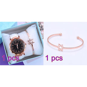 Relógio Feminino com Mostrador Céu Estrelado Strass Diamante + Brinde Pulseira + Frete Grátis + Envio Imediato
