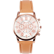 Relógio de Quartzo com Pulseira de Couro Feminino + Frete Grátis + Envio Imediato + Brinde