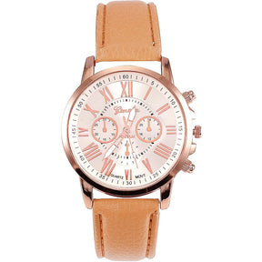 Relógio de Quartzo com Pulseira de Couro Feminino + Frete Grátis + Envio Imediato + Brinde
