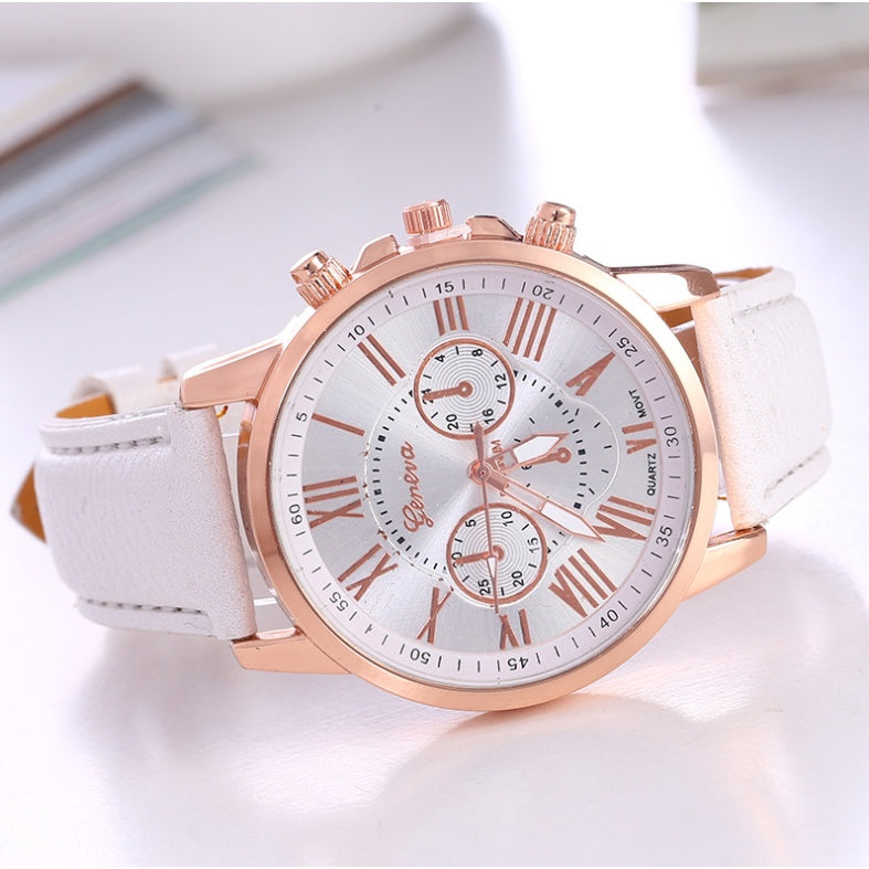 Relógio de Quartzo com Pulseira de Couro Feminino + Frete Grátis + Envio Imediato + Brinde
