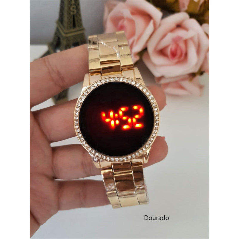 Relógio Touch Feminino Dourado Rose + Frete Grátis + Envio Imediato + Brinde