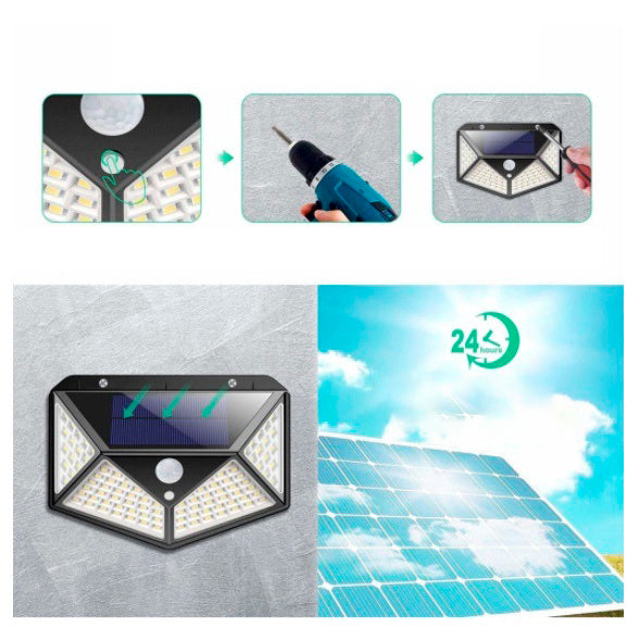 Kit 4 Luminárias Refletor Solar Led Sensor Presença + Frete Grátis + Envio Imediato + Brinde