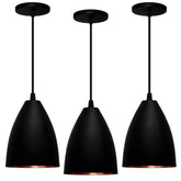 Kit com 3 Luminárias Pendentes Cone Preto Cobre Lustre 17cm + Frete Grátis + Envio Imediato + Brinde