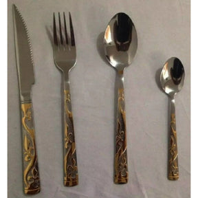 Kit Faqueiro Talheres com Maleta 24 Peças em Inox com Dourado + Frete Grátis + Envio Imediato + Brinde