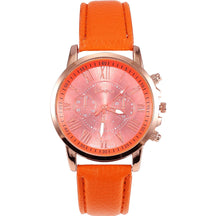 Relógio de Quartzo com Pulseira de Couro Feminino + Frete Grátis + Envio Imediato + Brinde